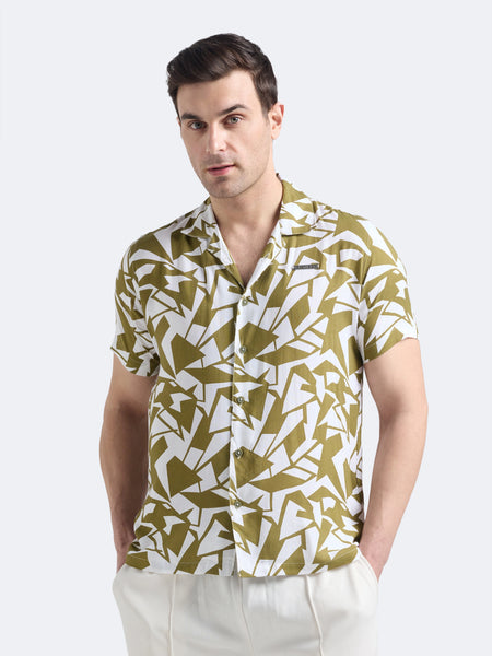 Olive Geo Print Shirt