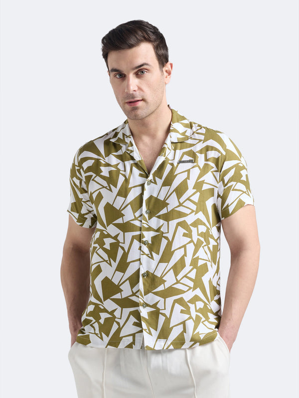 Olive Geo Print Shirt