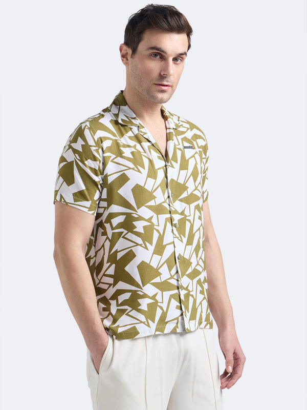 Olive Geo Print Shirt