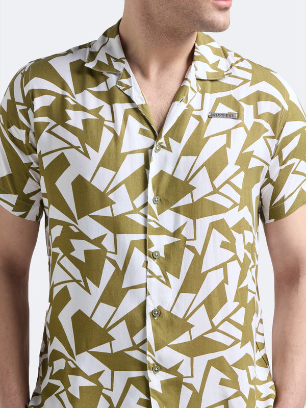 Olive Geo Print Shirt