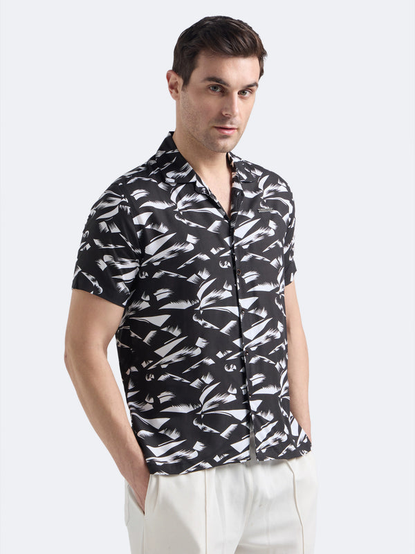 Black Abstract Print Shirt