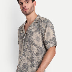 Gray Blossom Half Sleeve Shirt for men online - Clotheist