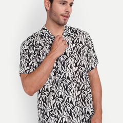 White Leaf Half Sleeve Shirt
