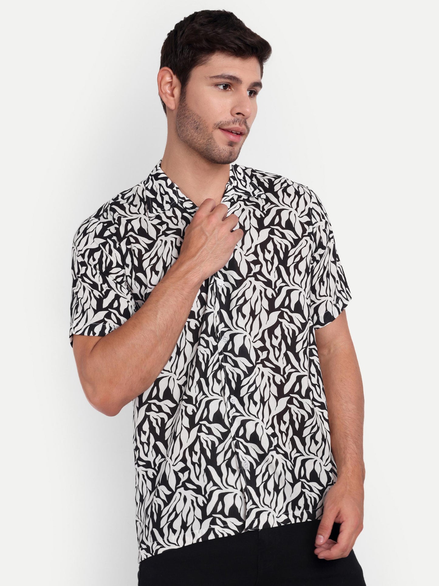 White Leaf Half Sleeve Shirt
