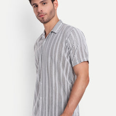 Shadow Stripe Crochet Half sleeve shirt for men online