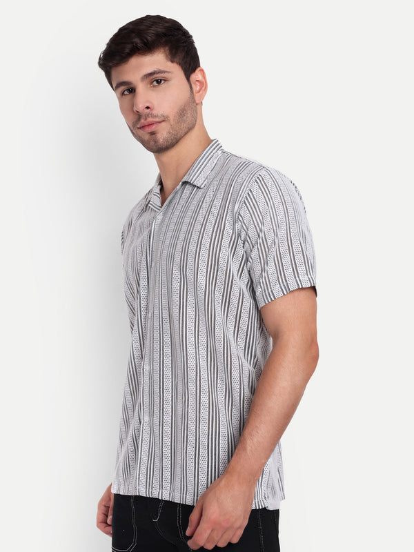 Shadow Stripe Crochet Half sleeve shirt for men online