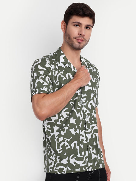 Army Green Half Sleeve Shirt for men online