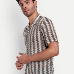 Chessboard Crochet Half Sleeve Shirt for men online - Clotheist