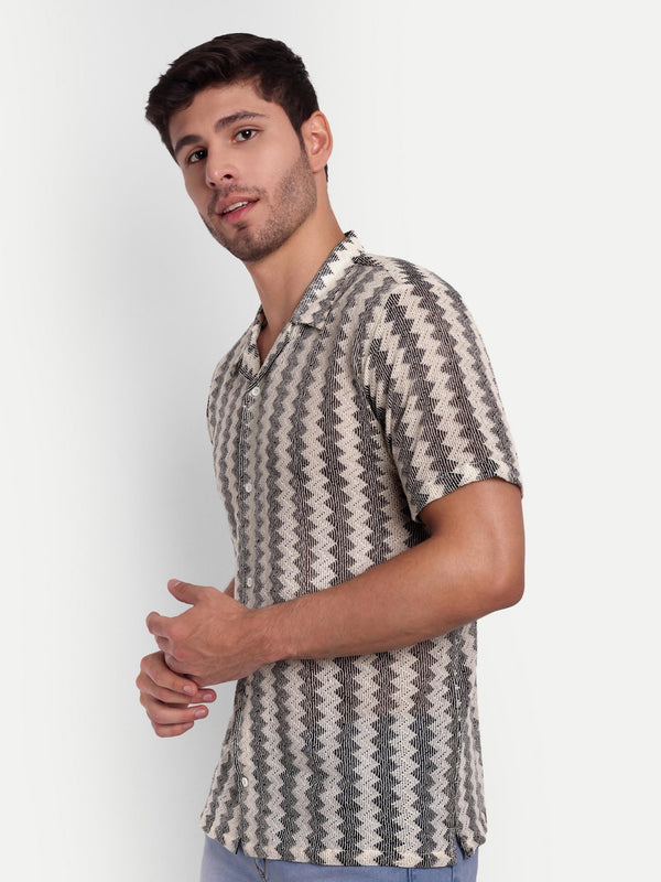 Chessboard Crochet Half Sleeve Shirt for men online - Clotheist