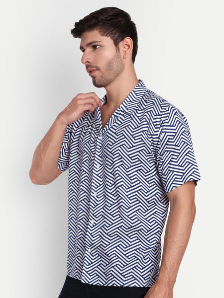 Mosaic Blue Half Sleeve Shirt for men online - Clotheist