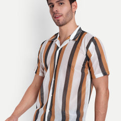 Mocha Mania Crochet Half Sleeve Shirt for men online - Clotheist