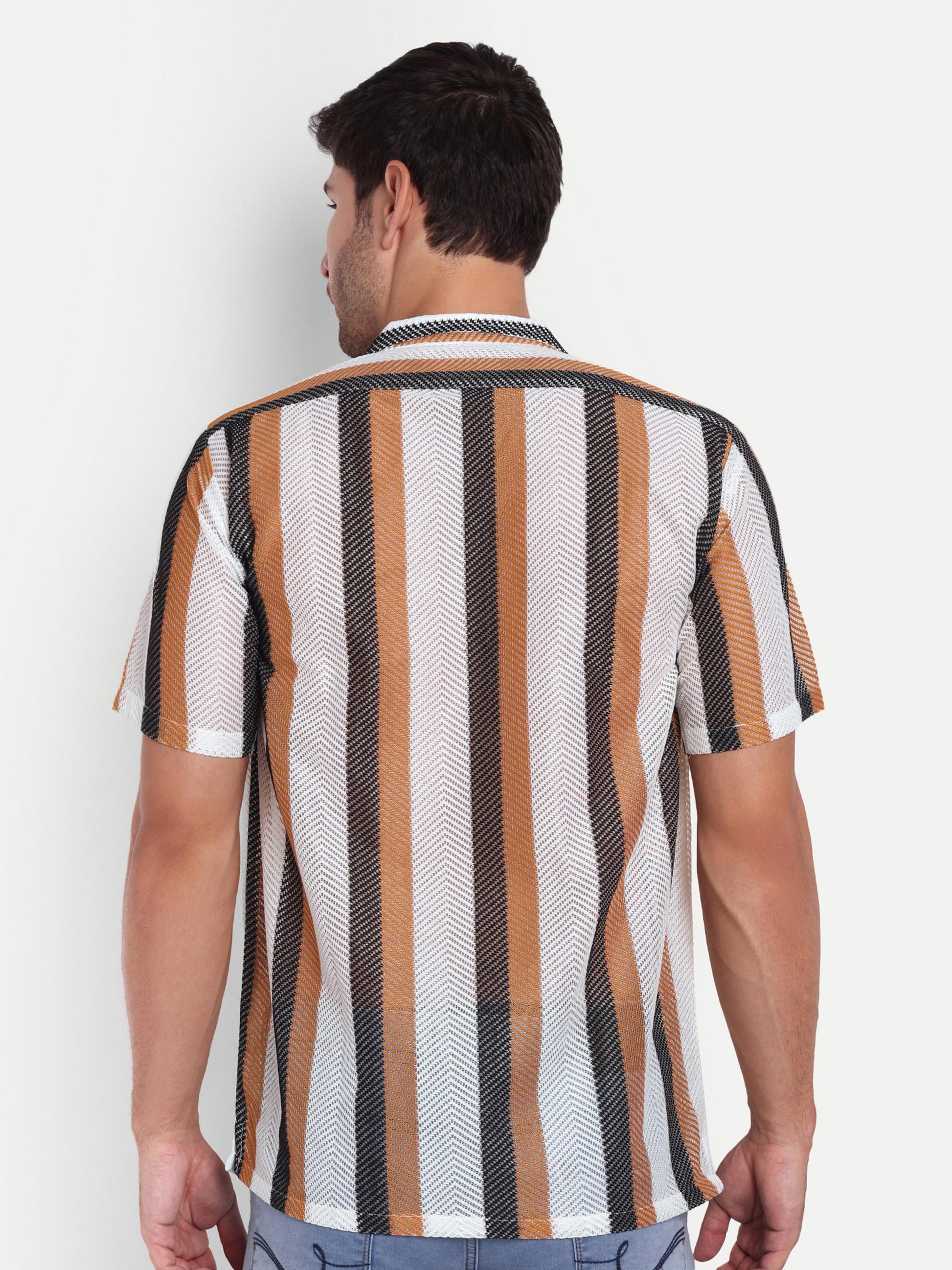 Mocha Mania Crochet Half Sleeve Shirt for men online - Clotheist