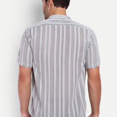 Shadow Stripe Crochet Half sleeve shirt for men online