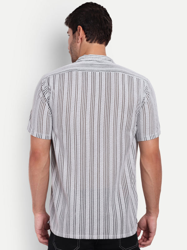 Shadow Stripe Crochet Half sleeve shirt for men online