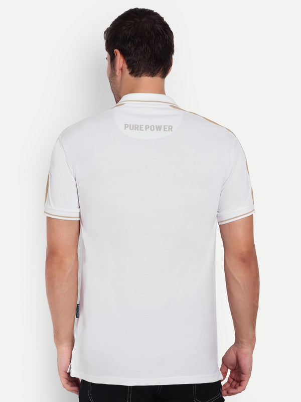 White Beige Regular Fit Polo T-Shirt