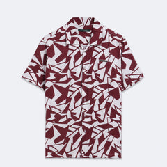 Crimson Geo Print Shirt