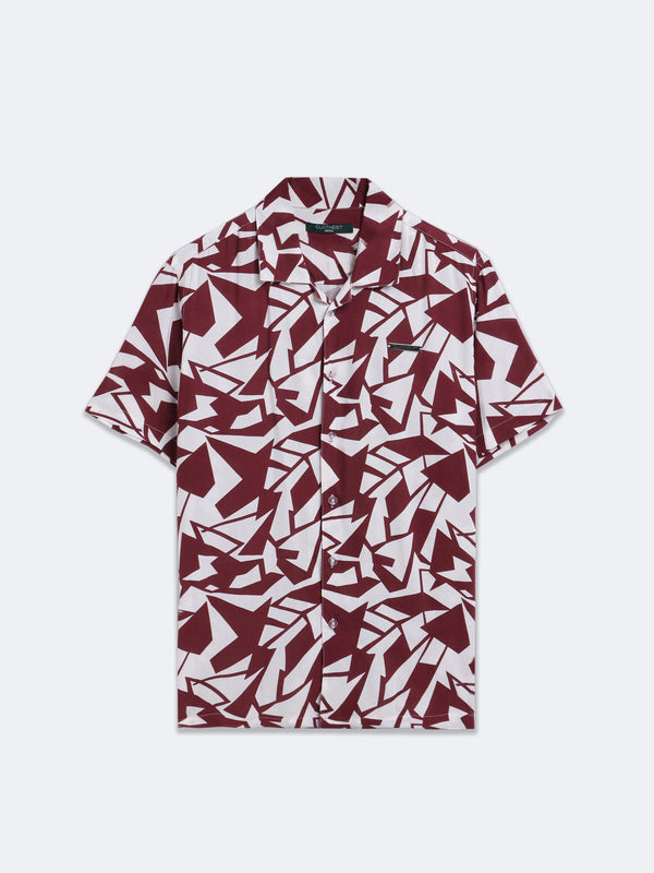 Crimson Geo Print Shirt