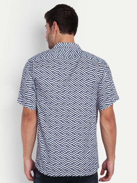 Mosaic Blue Half Sleeve Shirt for men online - Clotheist