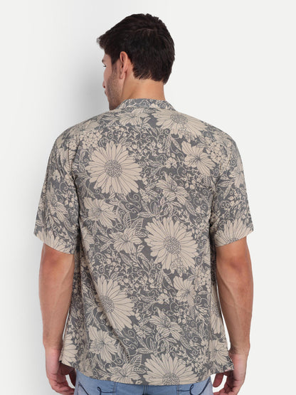 Gray Blossom Half Sleeve Shirt for men online - Clotheist