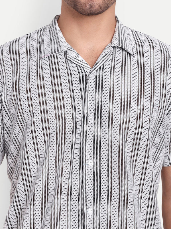 Shadow Stripe Crochet Half sleeve shirt for men online