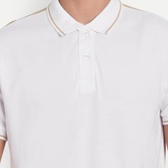 White Beige Regular Fit Polo T-Shirt
