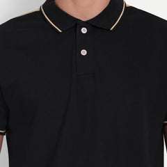 Black Beige Regular Fit Polo T-Shirt
