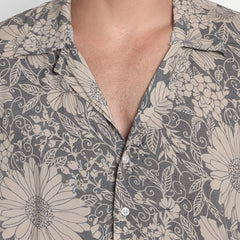 Gray Blossom Half Sleeve Shirt for men online - Clotheist