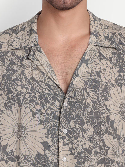 Gray Blossom Half Sleeve Shirt for men online - Clotheist