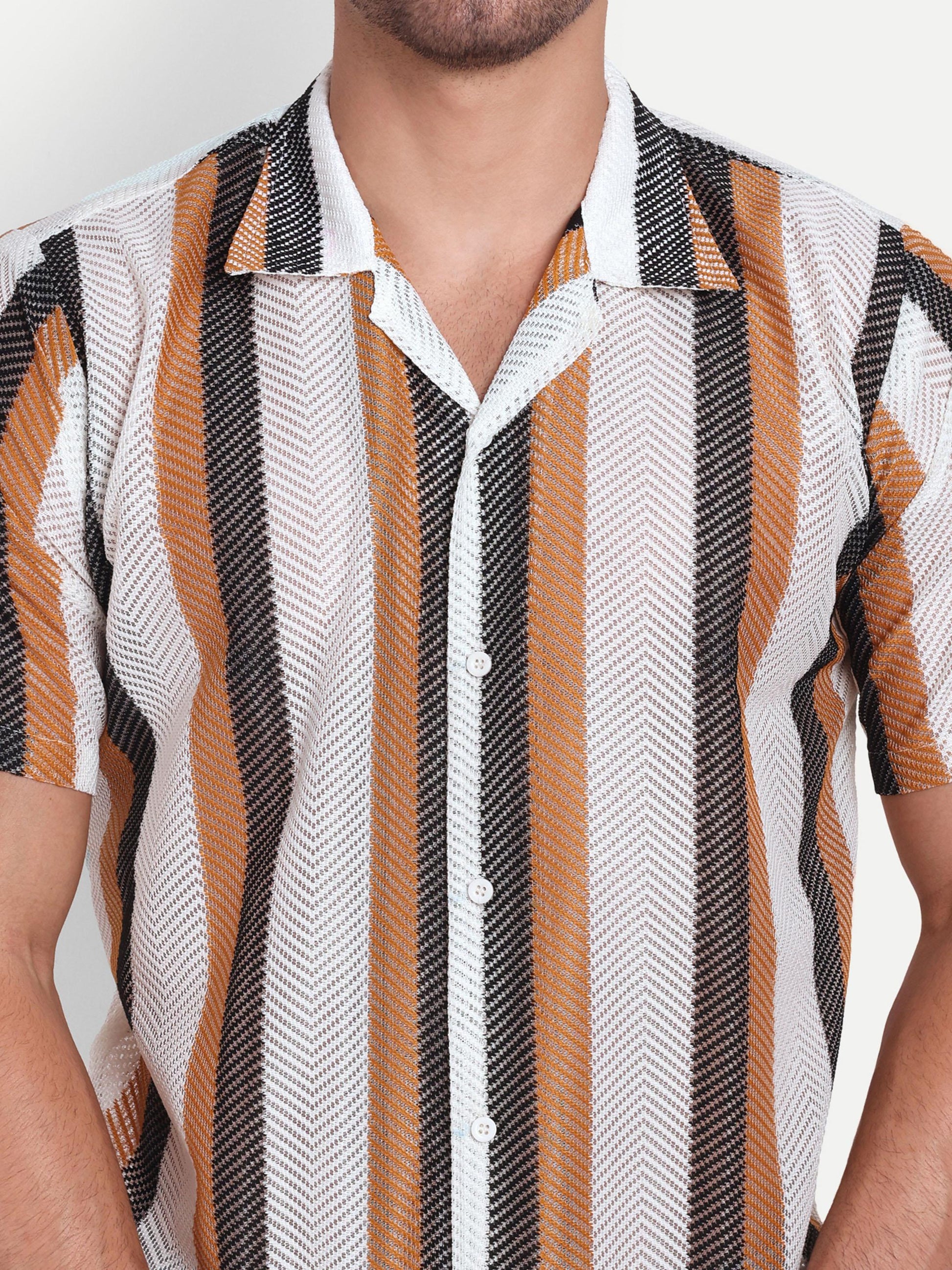 Mocha Mania Crochet Half Sleeve Shirt for men online - Clotheist