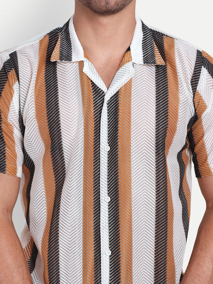 Mocha Mania Crochet Half Sleeve Shirt for men online - Clotheist