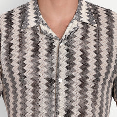 Chessboard Crochet Half Sleeve Shirt for men online - Clotheist