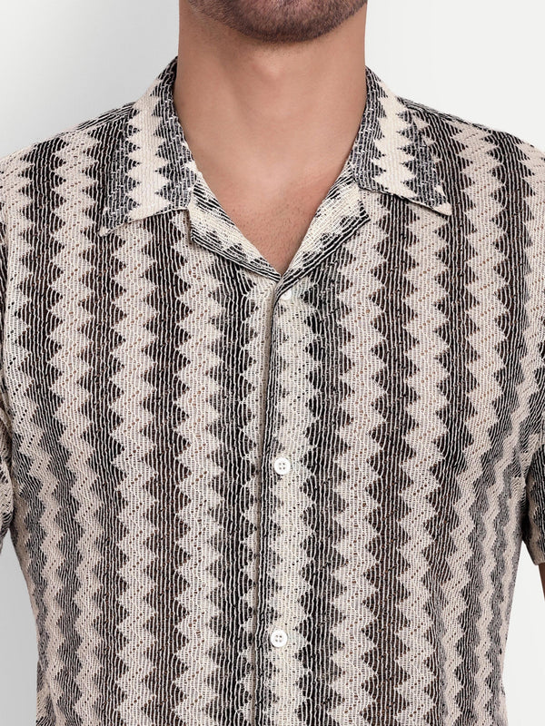 Chessboard Crochet Half Sleeve Shirt for men online - Clotheist