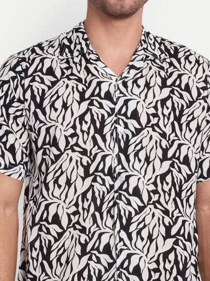 White Leaf Half Sleeve Shirt