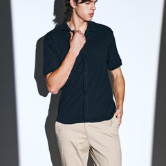Black Ribbed Power Shirt for men online 