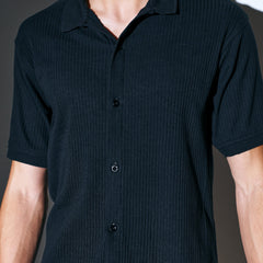 Black Ribbed Power Shirt for men online 