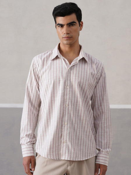 Mauve Striped Linen Shirt (PRE-ORDER)
