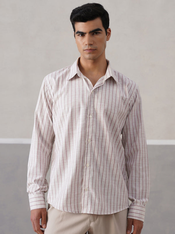 Mauve Striped Linen Shirt (PRE-ORDER)