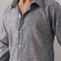 Shadow Grey Striped Linen Shirt (PRE-ORDER)