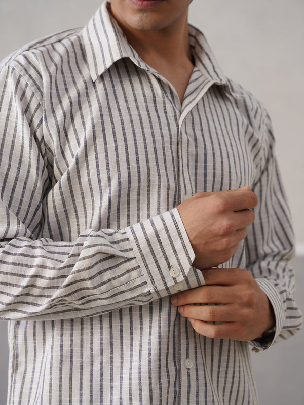 Zebra Striped Linen Shirt (PRE-ORDER)