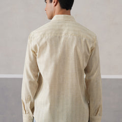 Beige Pinstriped Cotton Shirt (PRE-ORDER)