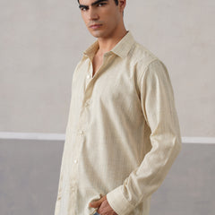 Beige Pinstriped Cotton Shirt (PRE-ORDER)