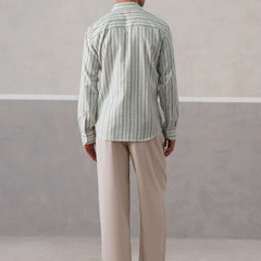 Sage Striped Linen Shirt (PRE-ORDER)
