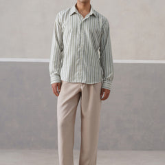 Sage Striped Linen Shirt (PRE-ORDER)