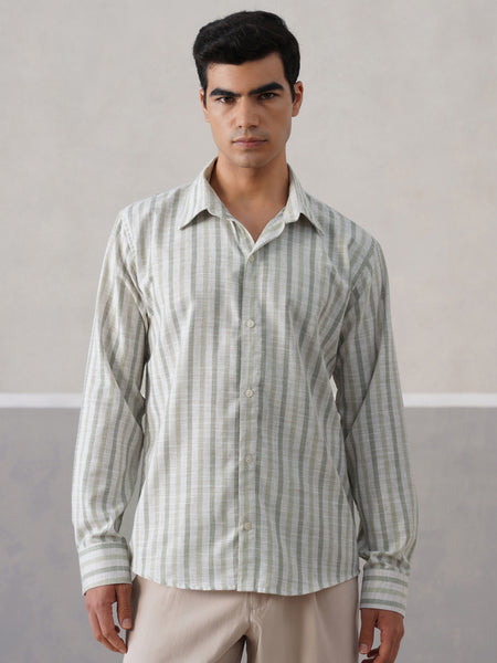 Sage Striped Linen Shirt (PRE-ORDER)