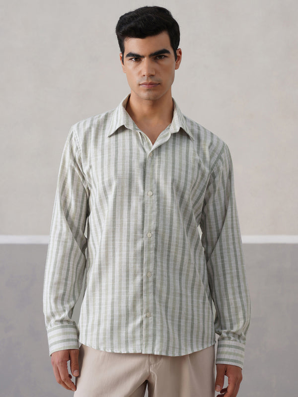 Sage Striped Linen Shirt (PRE-ORDER)