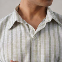 Sage Striped Linen Shirt (PRE-ORDER)