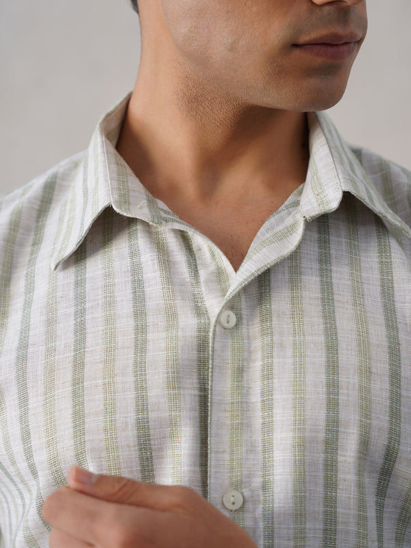 Sage Striped Linen Shirt (PRE-ORDER)