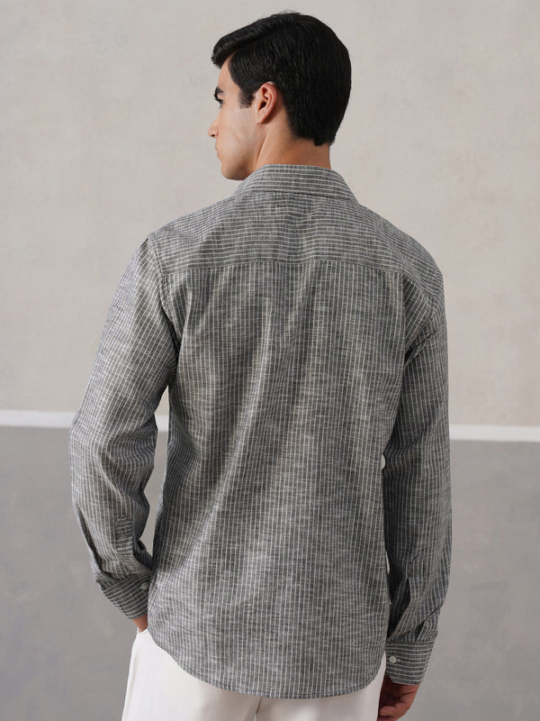Shadow Grey Striped Linen Shirt (PRE-ORDER)
