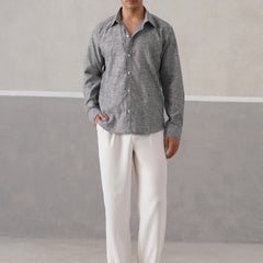 Shadow Grey Striped Linen Shirt (PRE-ORDER)