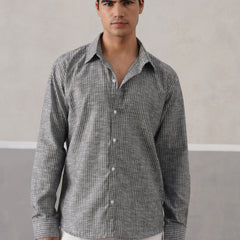 Shadow Grey Striped Linen Shirt (PRE-ORDER)